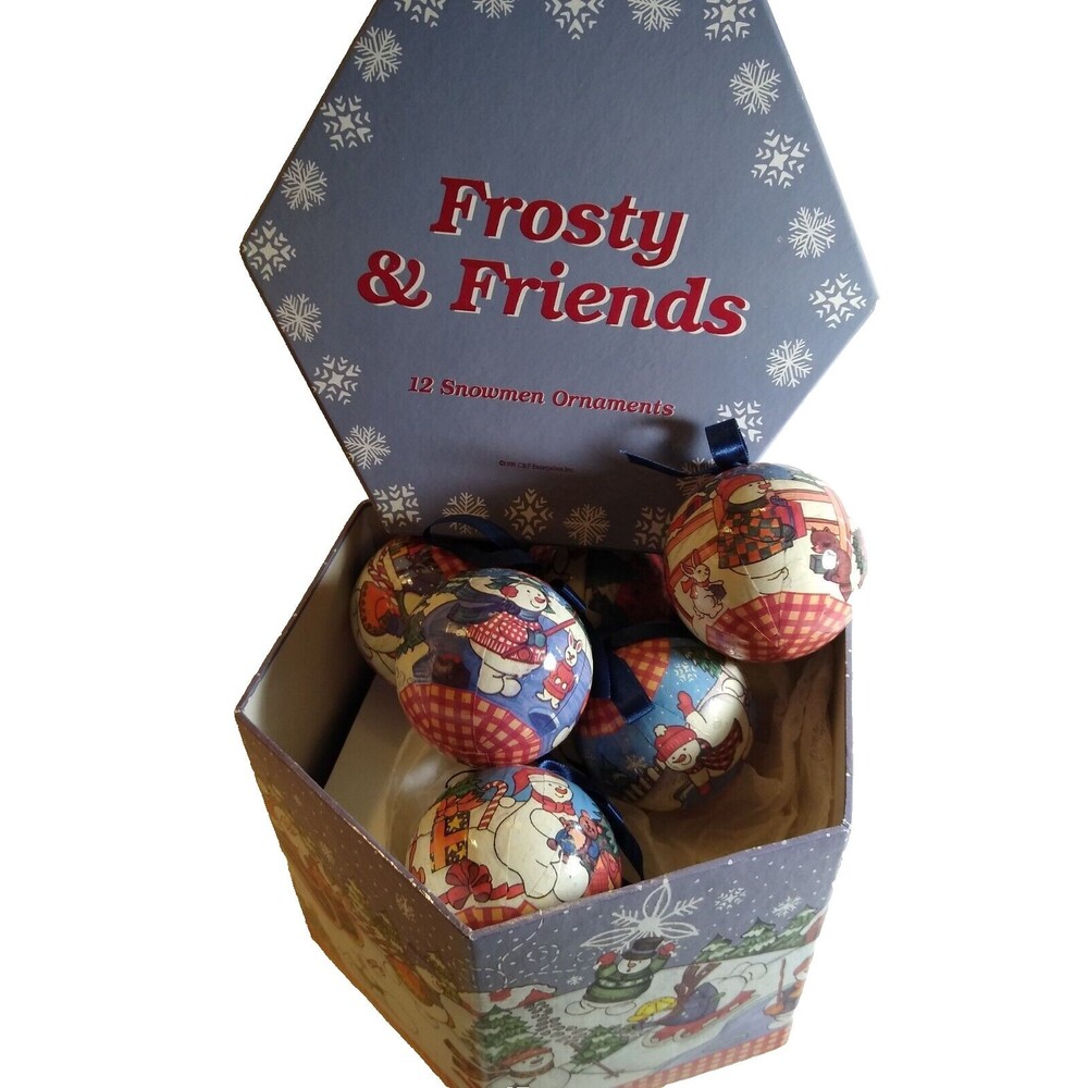 Frosty & Friends  12  Ornaments Anthropomorphic Snowman Christmas Tree 1996